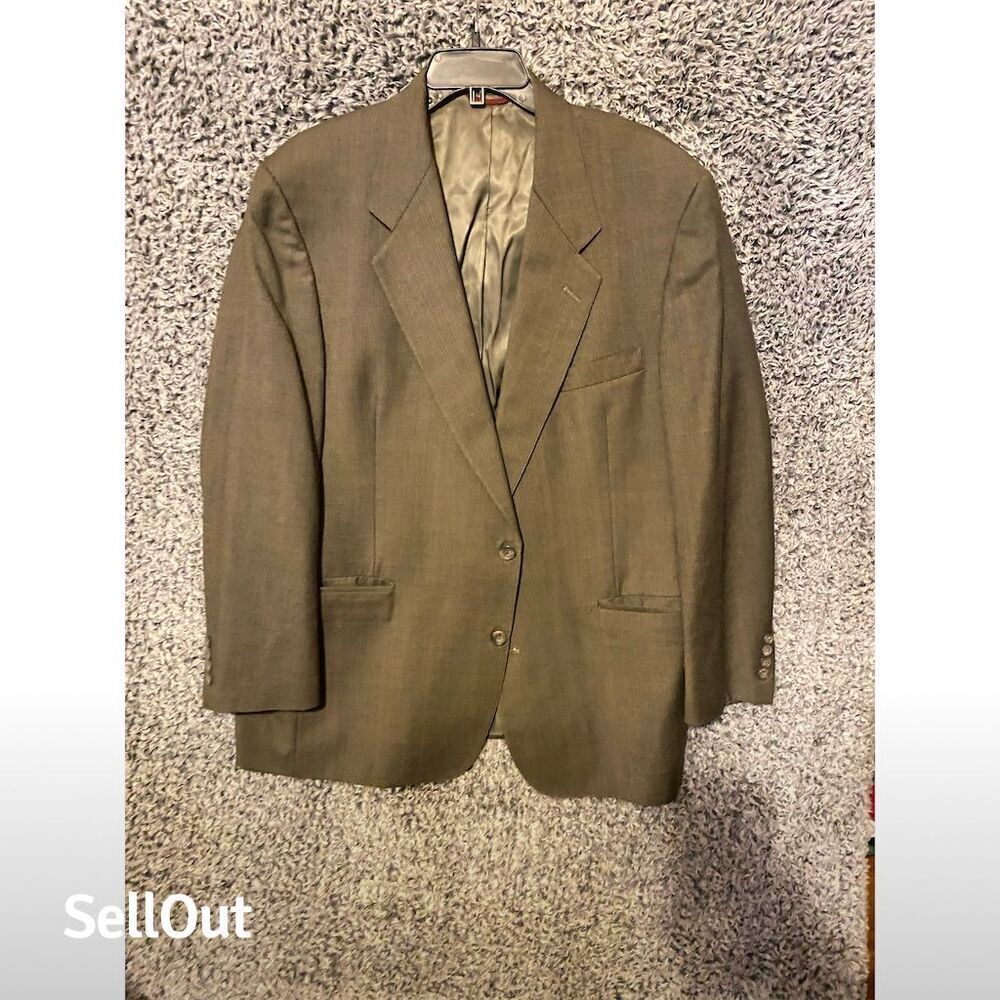 Hart Schaffner & Marx Men's Brown Wool Blend Blazer Size 46 Formal